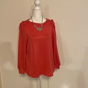 Banana Republic pink top with ruffle shoulder and long sleeves size MP